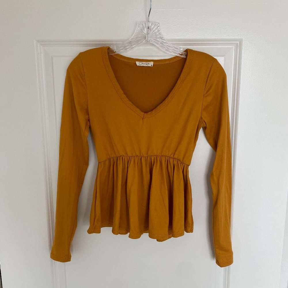 Olivia Rae Mustard Yellow Peplum Top